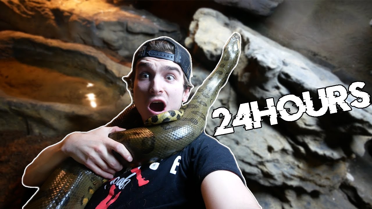 I Spent 24 Hours LIVING with a GREEN ANACONDA at the ZOO!