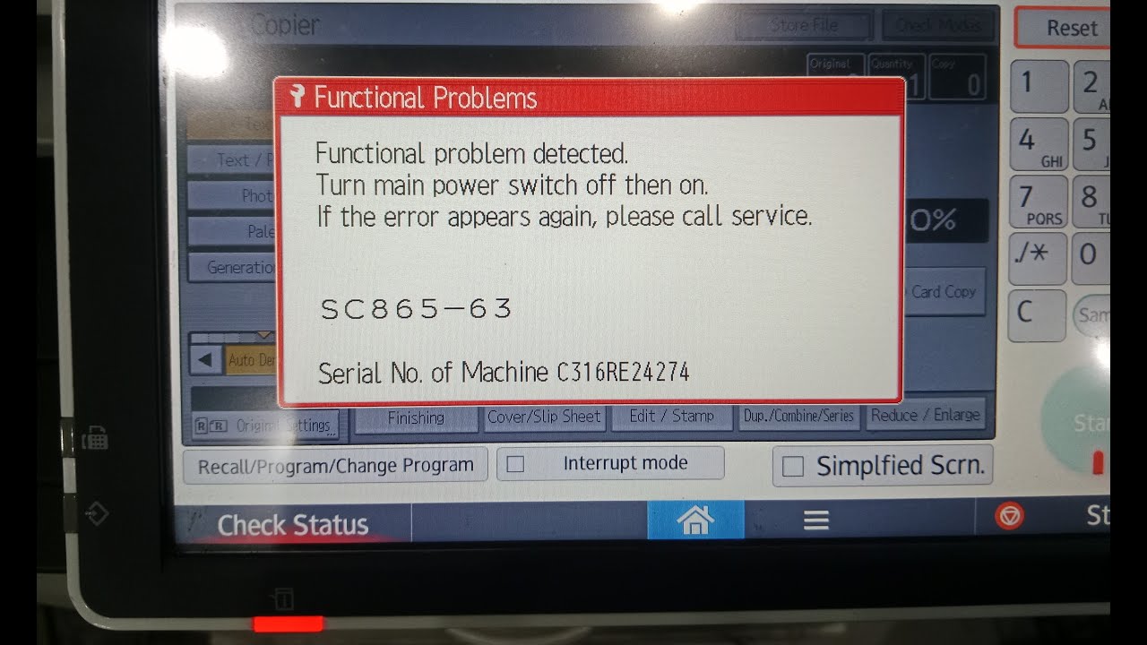 Ricoh MP 3555 SC865-63 HDD Error Fixed ✅