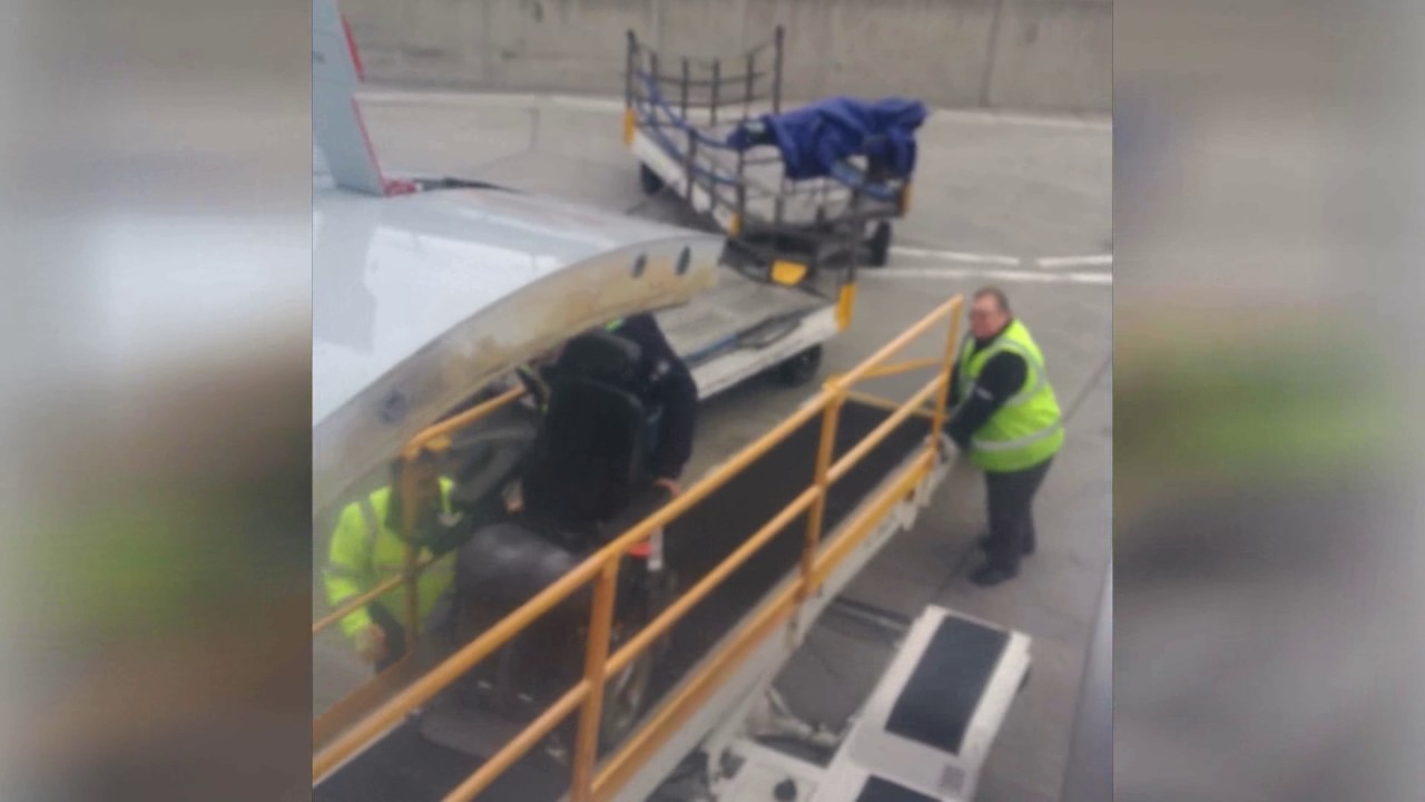 Wheelchair loaded onto plane