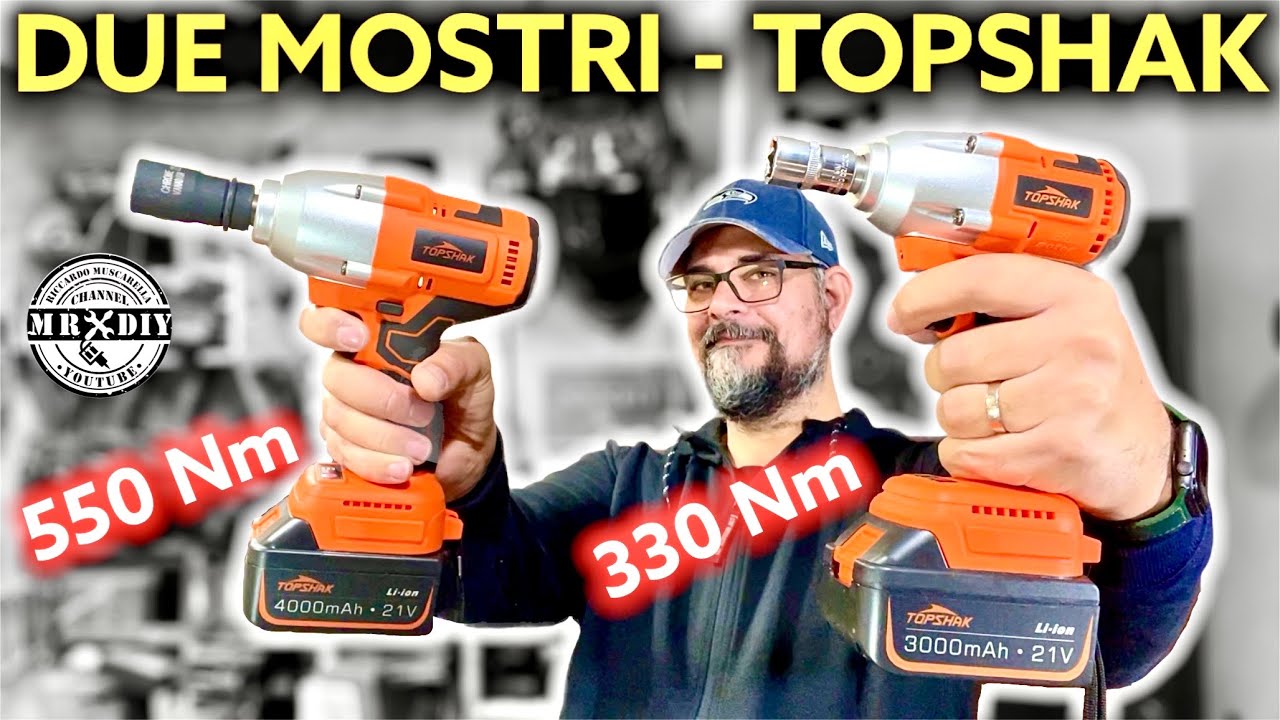 Avvitatore a impulsi da 550 Nm e da 330 Nm 21V. Svita bulloni. Topshak TS-PW2 e TS-PW3. Muscarella.