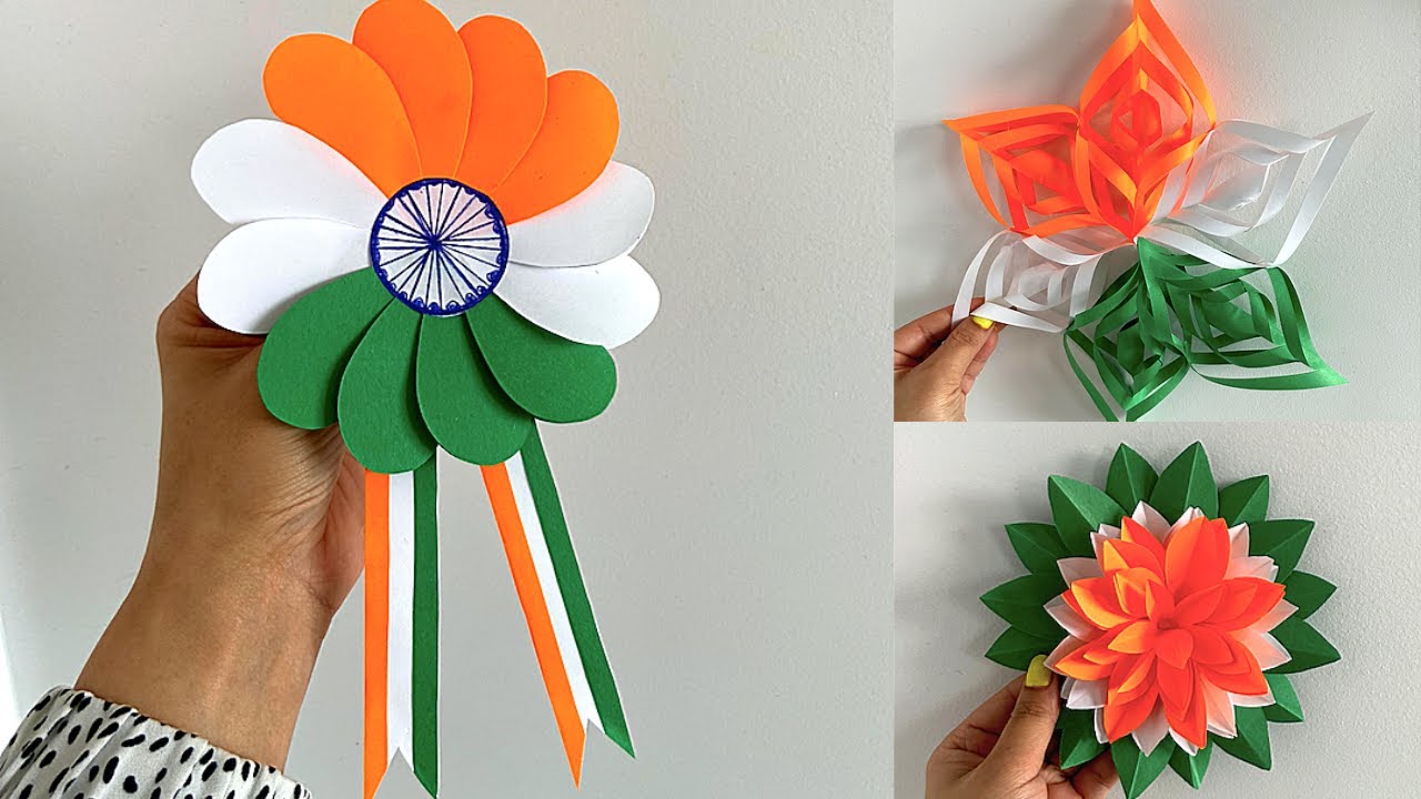 Independence Day Craft Ideas for School | Tricolour Flower Badge | Lotus Flower | Wall Hanging
