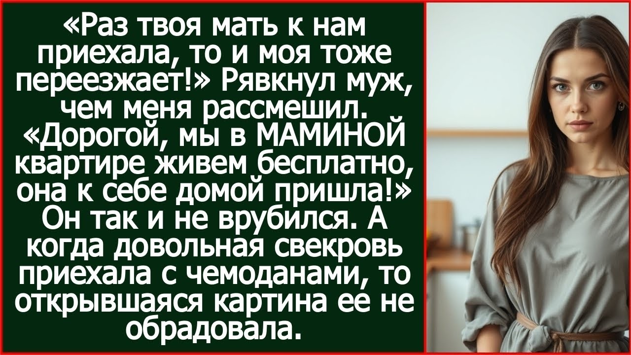 Дорогой, мы в МАМИНОЙ квартире живем бесплатно, она к себе домой пришла. Кого ты прогоняешь_