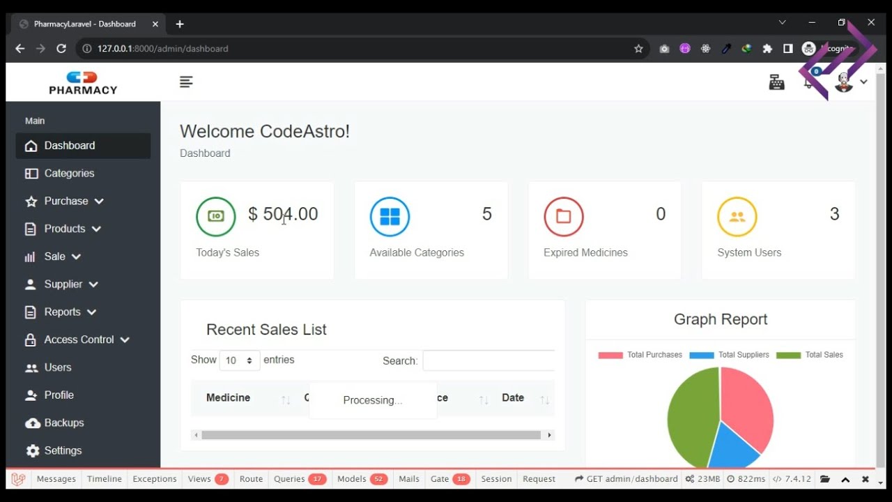 Pharmacy Management System in PHP Laravel with Source Code - CodeAstro