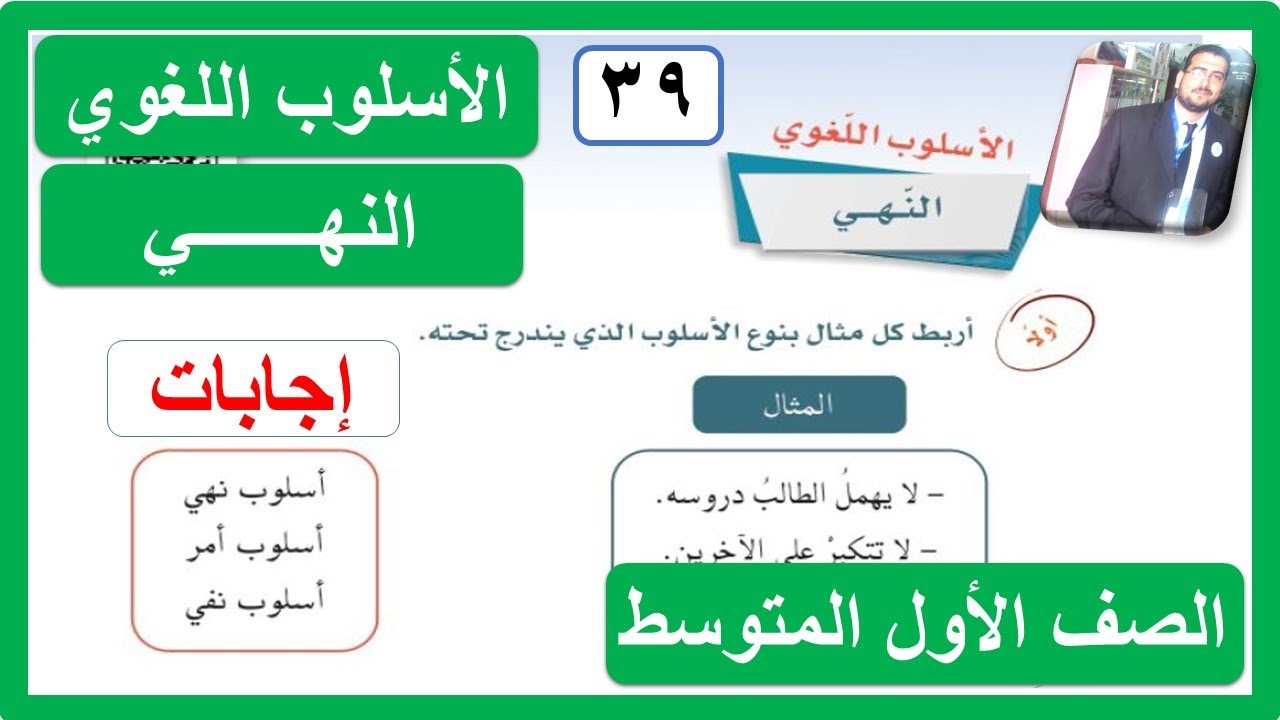 الأسلوب اللغوي النهي للصف الأول المتوسط لغتي الوحدة الرابعة الفصل الدراسي الثاني 1443 هـ