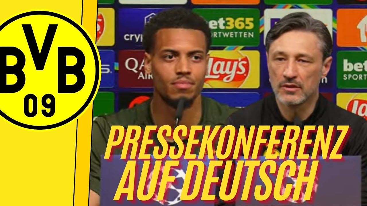 DORTMUND auf DEUTSCH: Pressekonferenz mit Niko Kovač und Felix Nmecha vor Dortmund vs FC Barcelona