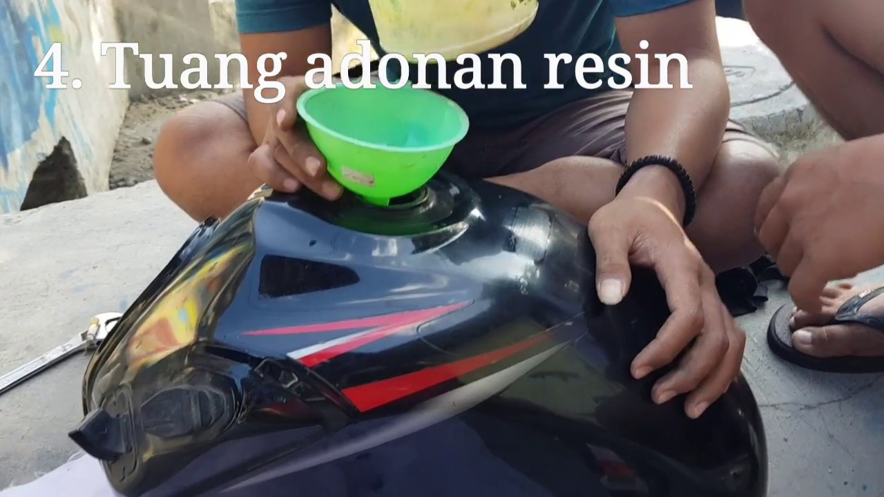 Tutorial menambal tangki motor new megapro dengan resin