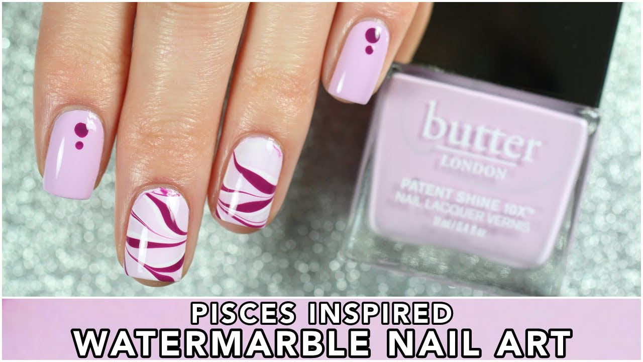 Pisces Inspired Watermarble Nail Art || butter LONDON Zodiac Nail Vault || caramellogram