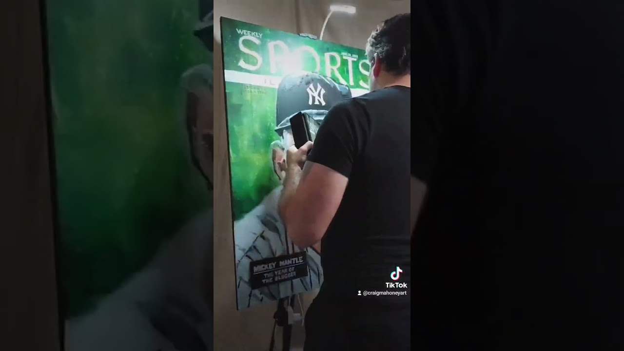 Mickey Mantle 1956 SI Cover painting timelapse video, with artist commentary.