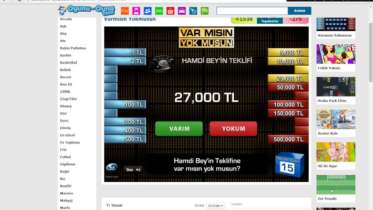 oyun sonu var mısın yok musun