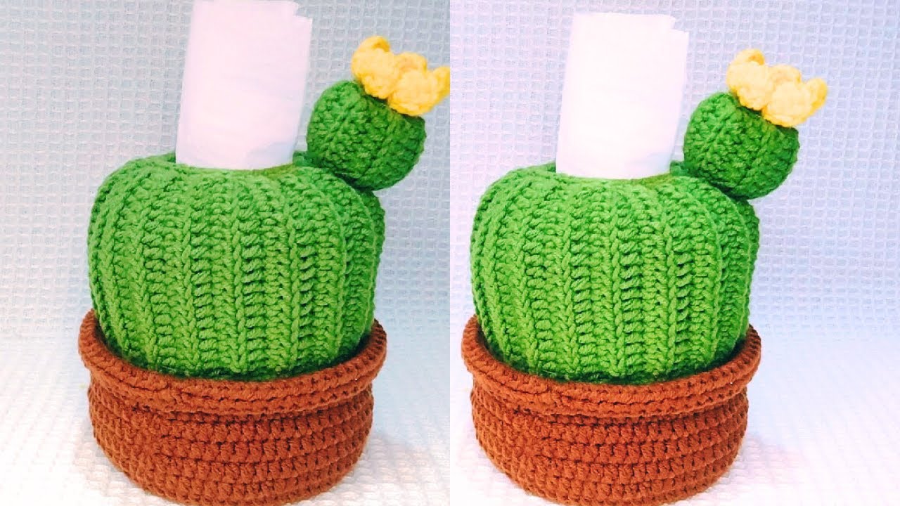 🌵💯👌AMAZING 💯👍SO BEAUTIFUL🌵CACTUS SHAPE TISSUEBOX COVER 🌵#crochet #cactus #diy #handicrafts