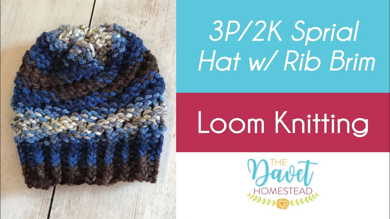 Spiral Hat with Rib Brim - Loom Knitting