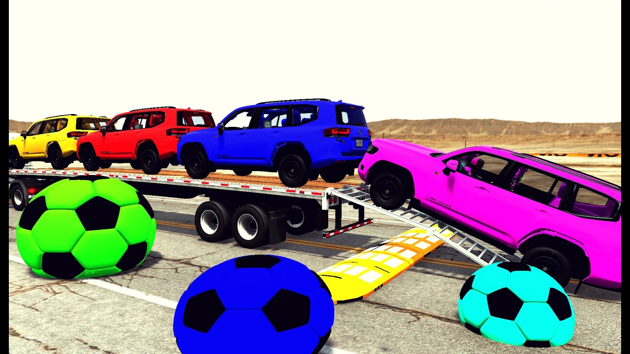 Flatbed Truck McQueen | Transportation with Truck - Pothole vs Car 12 BeamNG.Drive Gameplay