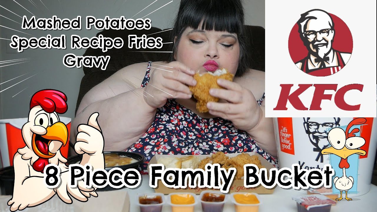 KFC 8 Piece Family Bucket Meal Fried Chicken Extra Crispy Mukbang