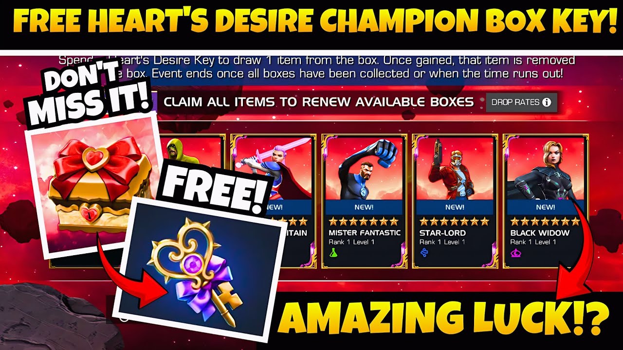 FREE 7* Heart's Desire Champion Box Key! 😱 Amazing Luck | Don't Miss It | Gatcha Box Opening | MCOC