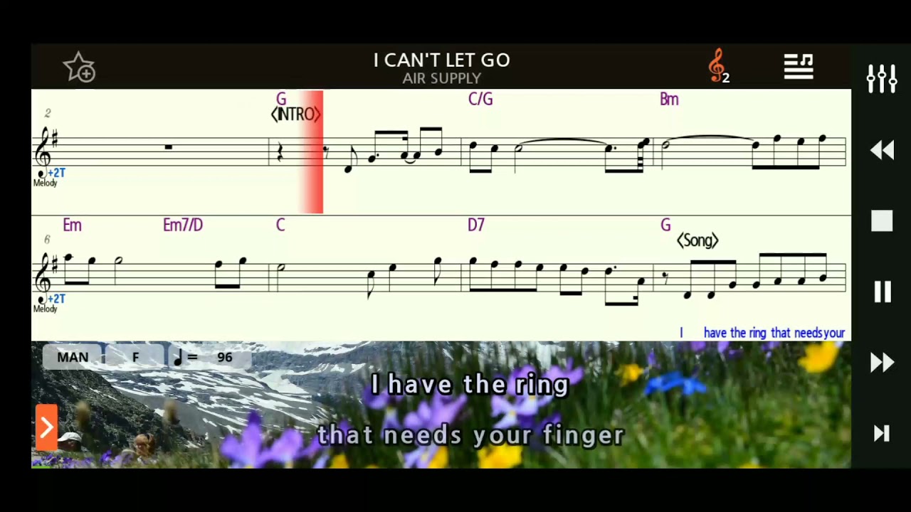 I Can't Let Go by Air Supply - Bb Instrument Sheet Music Play Along Backing Tracks Partitura
