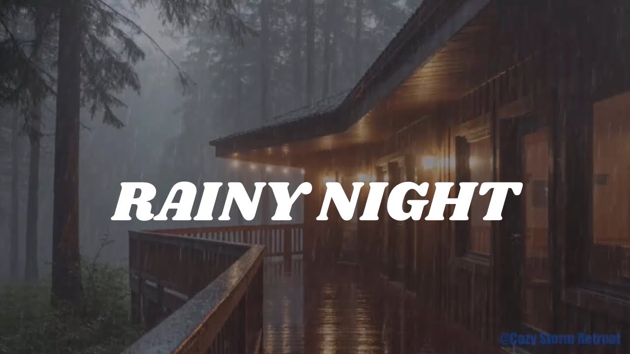 Rain Falling on a Cabin Terrace at Night Relaxing Rain Sounds (No Thunder) @CozyStormRetreat 