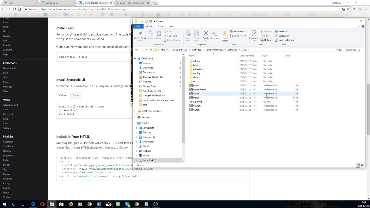 Composition book   - Semantic UI installation