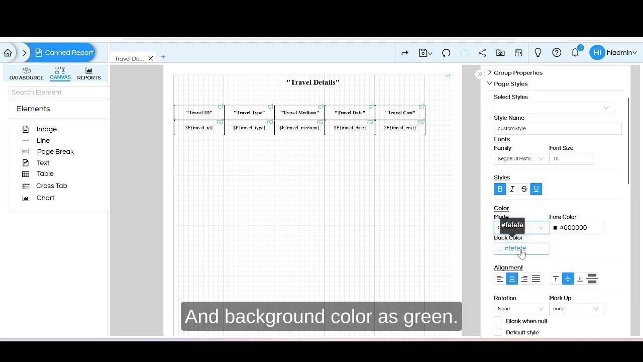 Usage of Styles in Open Source BI Helical Insight Canned Report Module v6.0