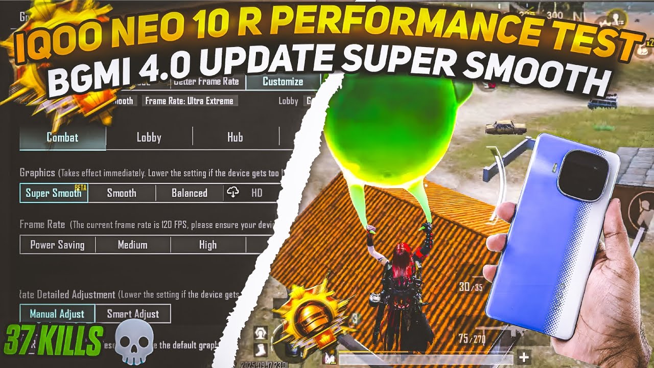🔥 BGMI Super Smooth Graphics Test on iQOO Neo 10R | 120FPS Gaming Beast! 🎮⚡