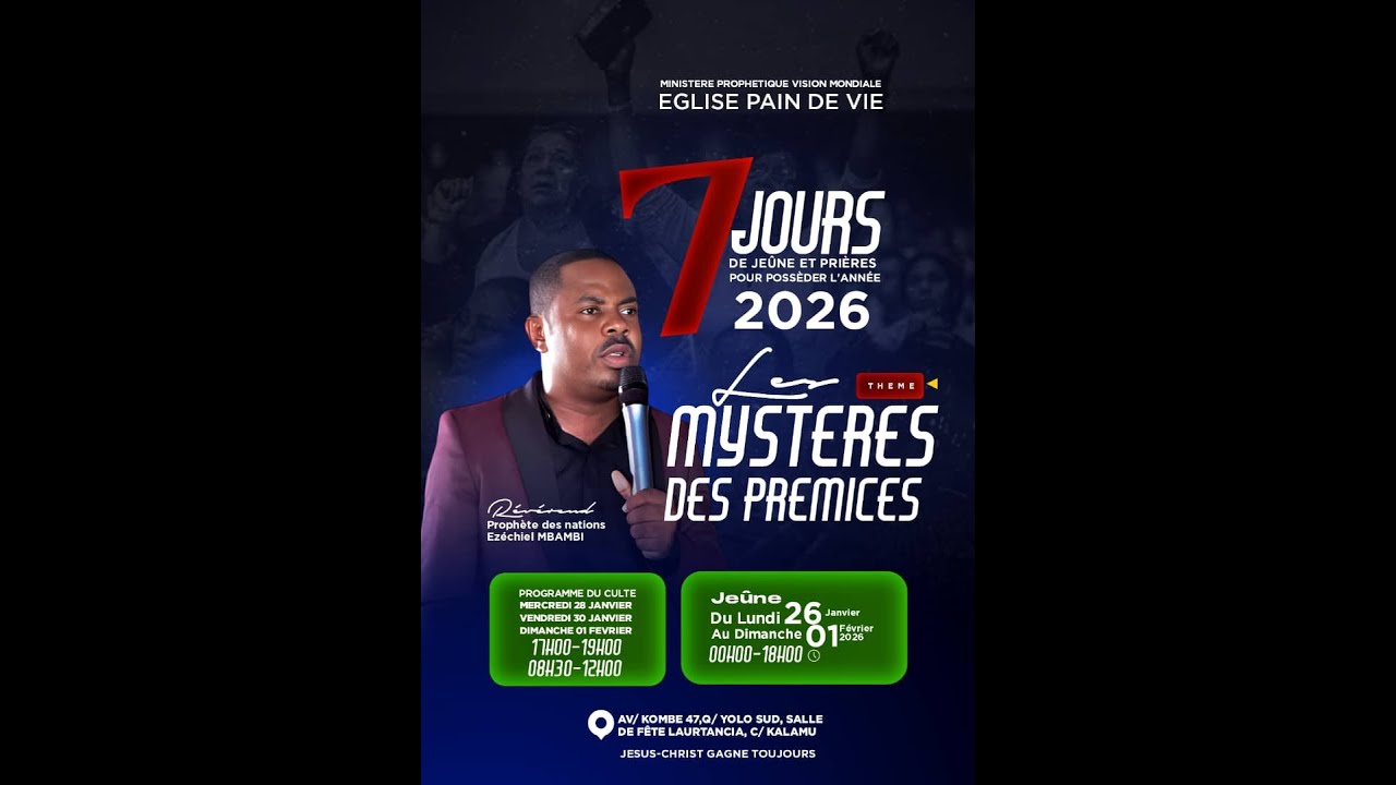 Thème: les mystères des prémices le révérend prophète des nations Ezekiel Mbambi prêche