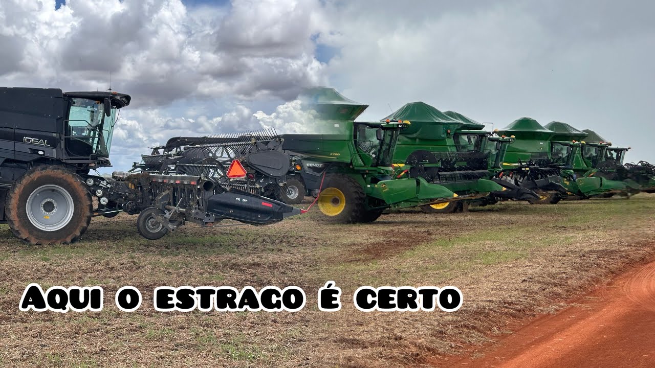 Ep 380 safra 25 colheita da soja Fendt ideal 8 na 45 pés 20 % da área concluída mesmo com chuva !
