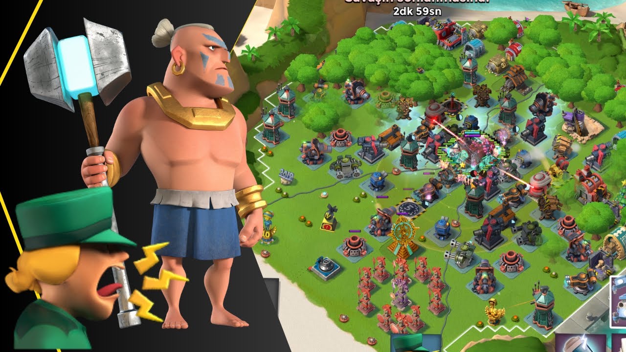 Full Savaşçı Warrior ile Çavuş Brick Harita Temizliyoruz Boom Beach Türkçe
