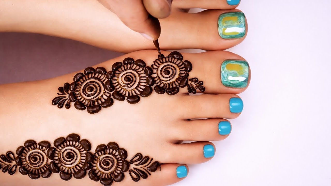 Pairon ki mehandi | Payer mehedi dijain | Circle wali mehandi | फूल वाली मेहंदी | Feet mehndi 