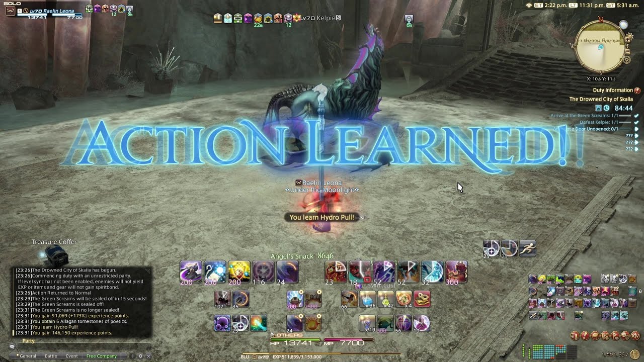 [Blue Mage Spells] [Full Dungeon Run] FFXIV: Hydro Pull - The Drowned City of Skalla BLU Solo