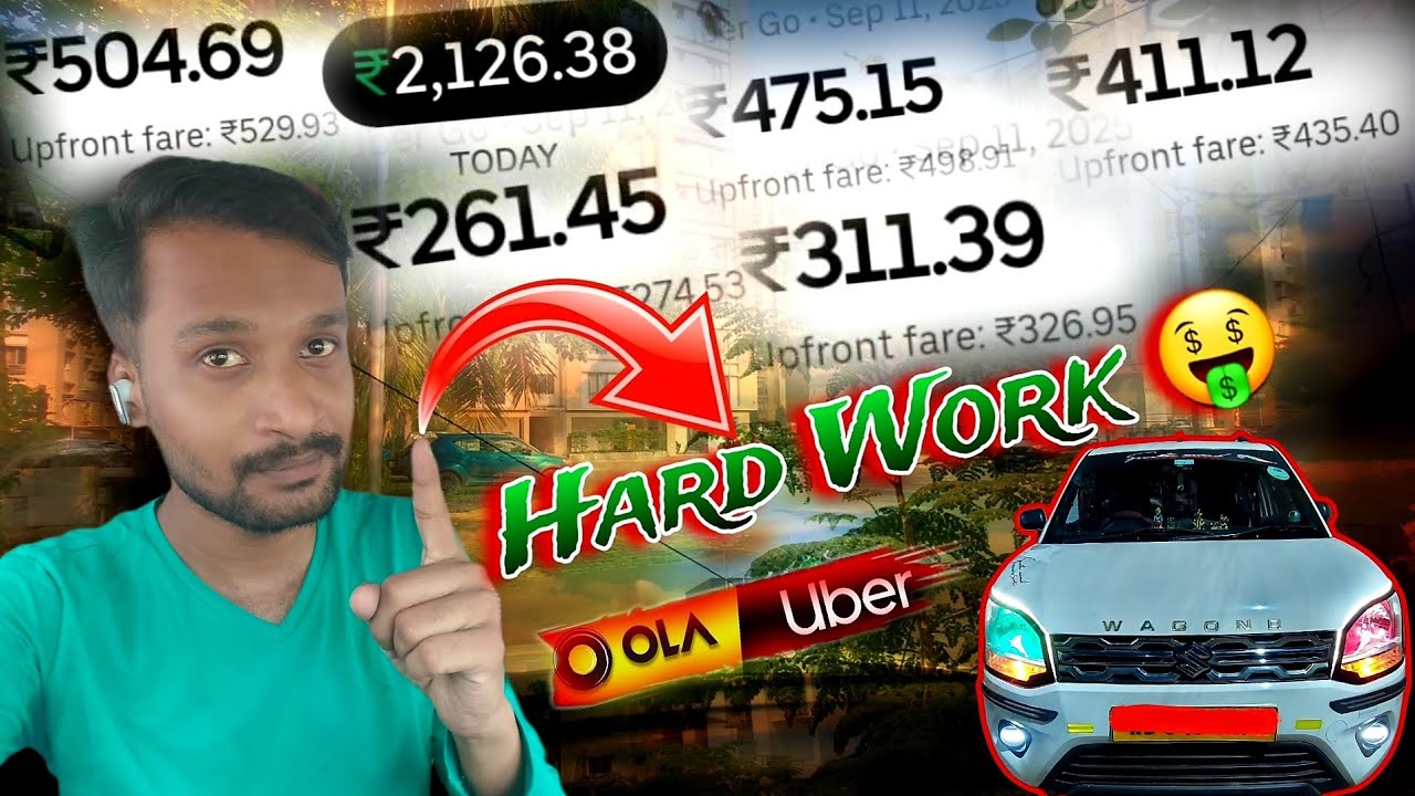 Uber Ola Income 🤑 Cab Driver Life | Hard Work Job 💪Cab Driver | WagonR Tour H3 | Biker Boy Samir