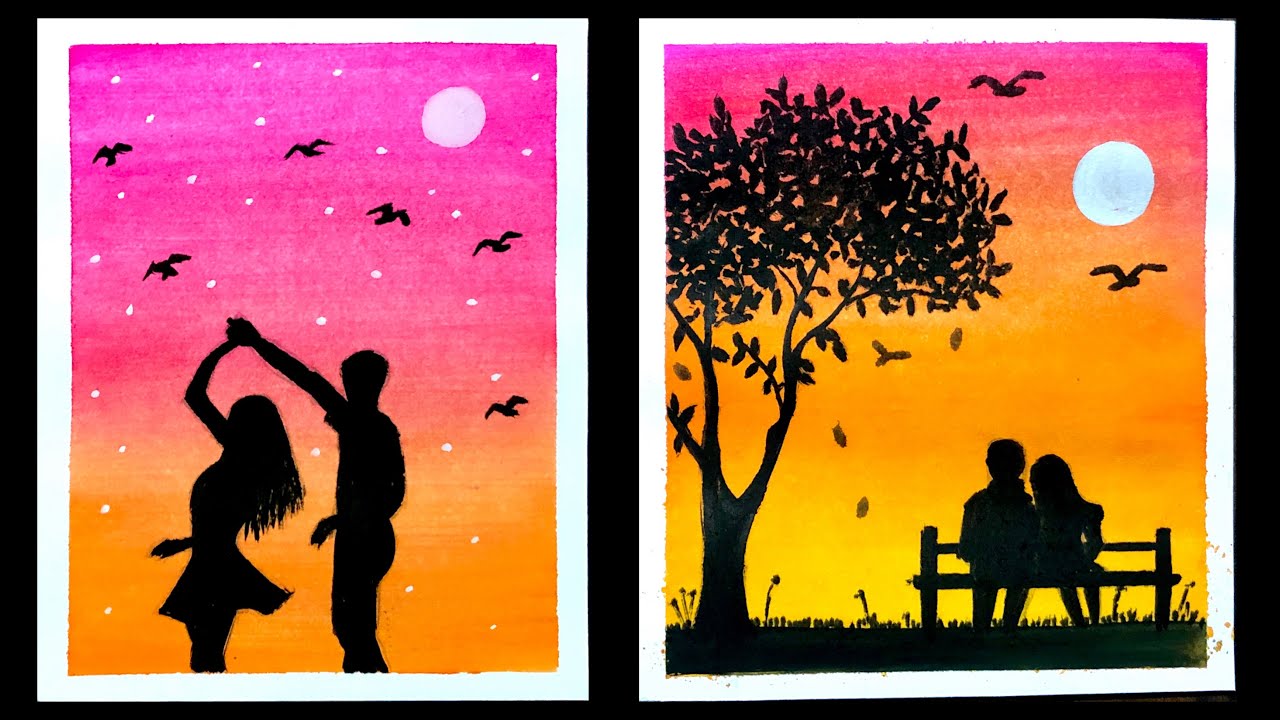 4 Easy Couple Painting Ideas for Beginners | Painting Ideas | poster Colour Painting Ideas