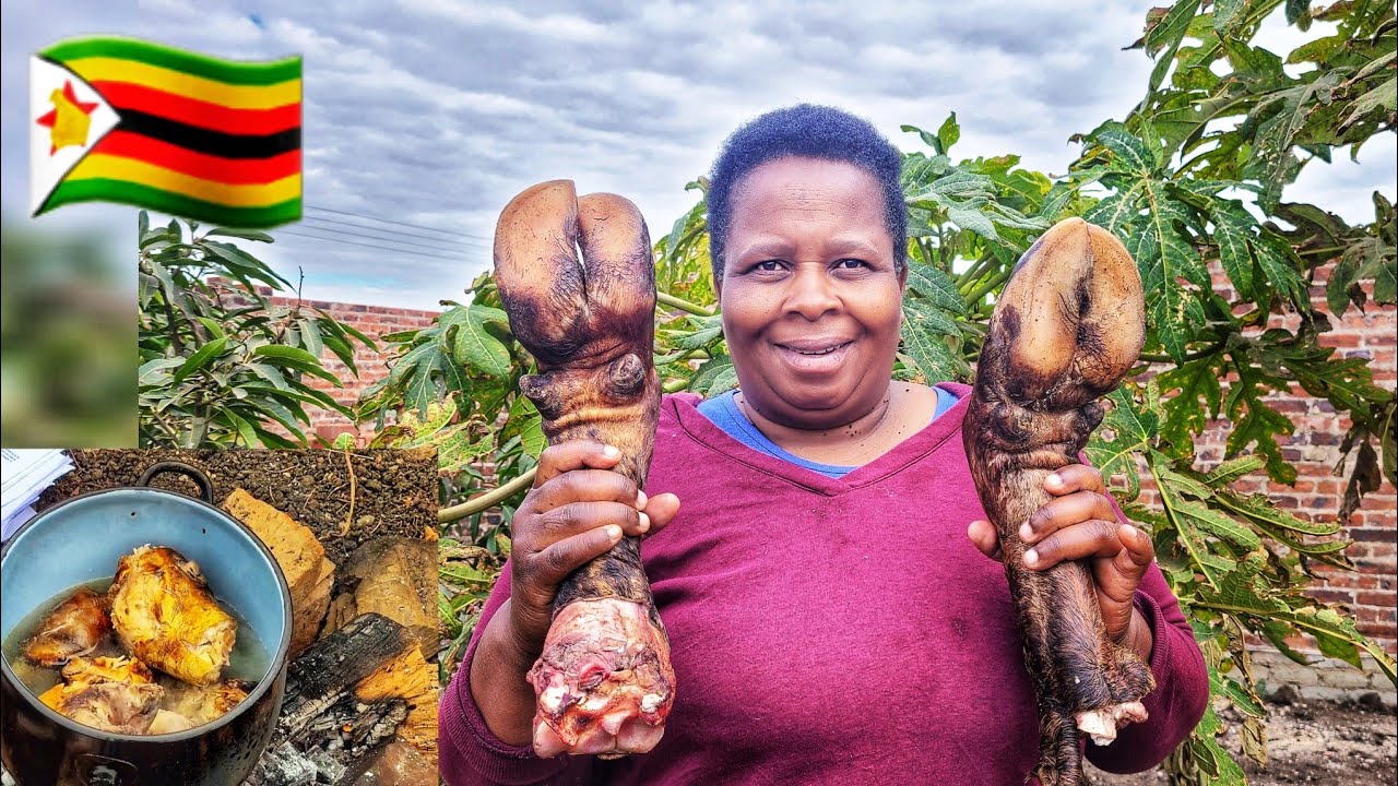 The  Village way of cooking Mazondo (cow  trotters) in Zimbabwe.