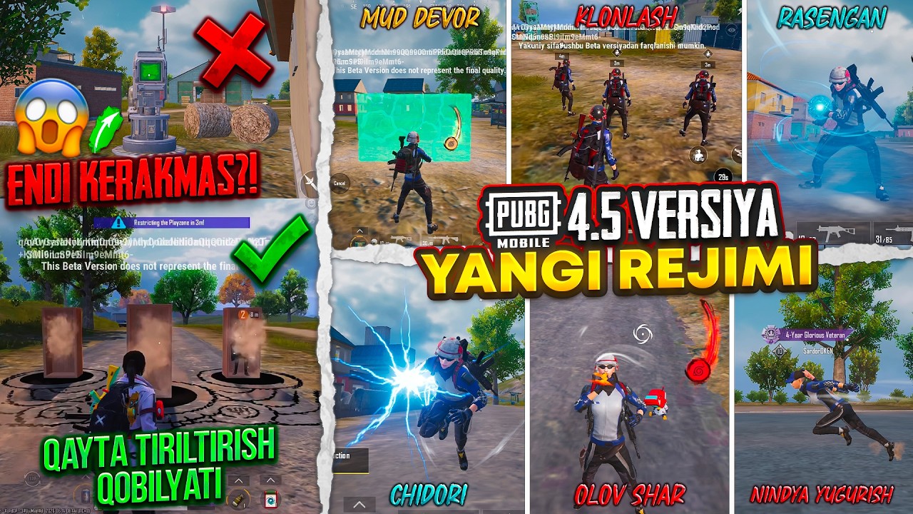 4.5 versiya YANGILIKLARI 😱 YANGI REJIM va 10 xil NINDZYA QOBILYATLARI! 😳 PUBG MOBILE