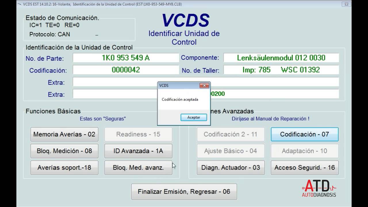Activación/Desactivación Tempomat grupo V A G