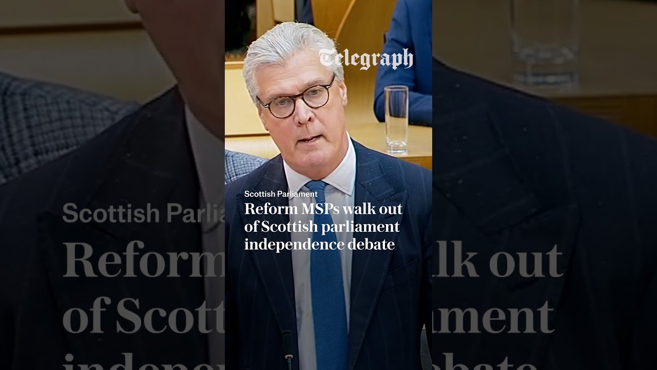 Reform MSPs walk out of Scottish parliament independence debate