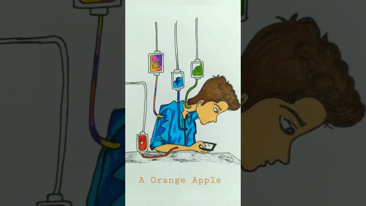 Mobile addiction drawing/Social Media Drawing /Social Media Addiction Drawing/status #shorts #viral