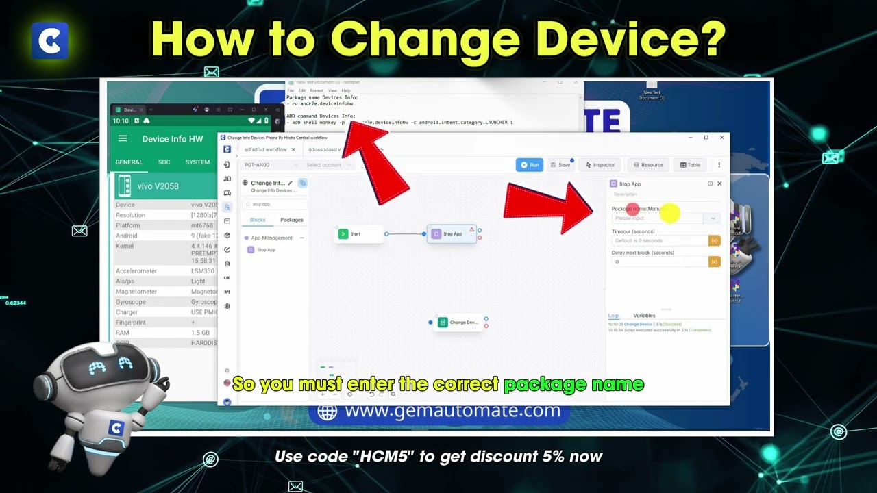 🔥 No-Code Tutorial #1: Change Device Info on LDPlayer | GemAutomate - No Code