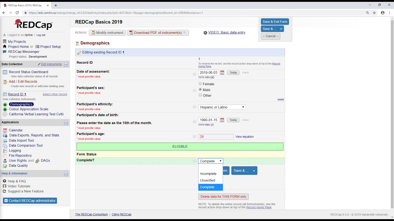 REDCap Basics: Designing your first project - Part 4