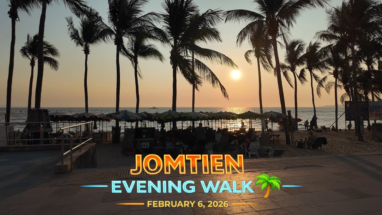 Jomtien at Evening 🌴Walk along the Beach & Soi 2 | 3 | 4
