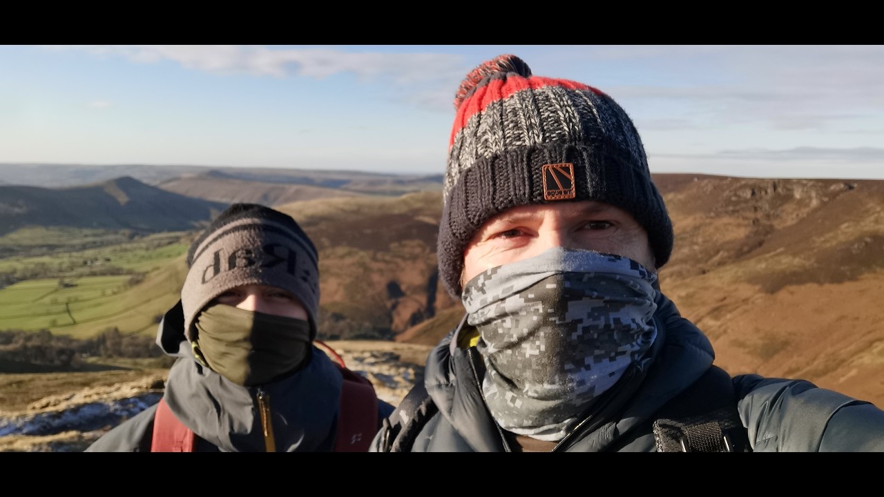 Scrambling down a icy Grindsbrook Clough to Edale. Temp -3 01/02/2026