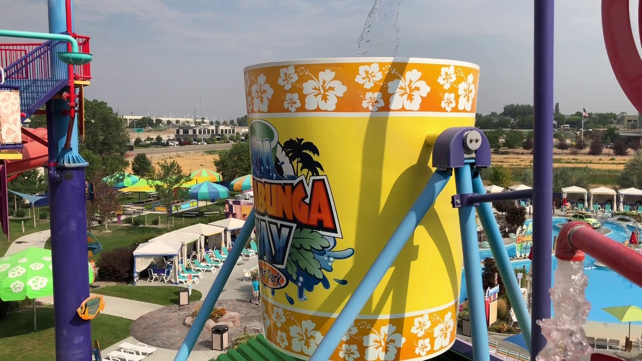 Up Close Two Large Buckets at Cowabunga Bay Water Park