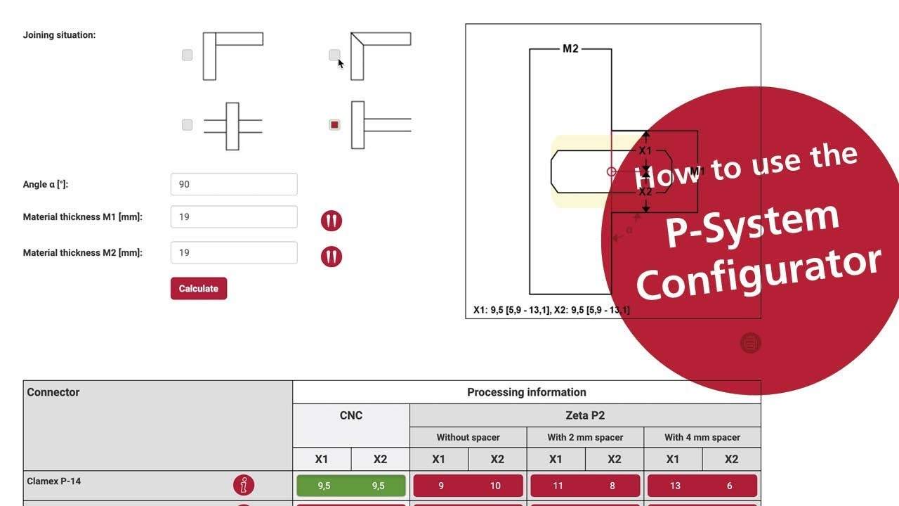 Lamello Tutorial for the P-System Configurator - Find the right connector for your application