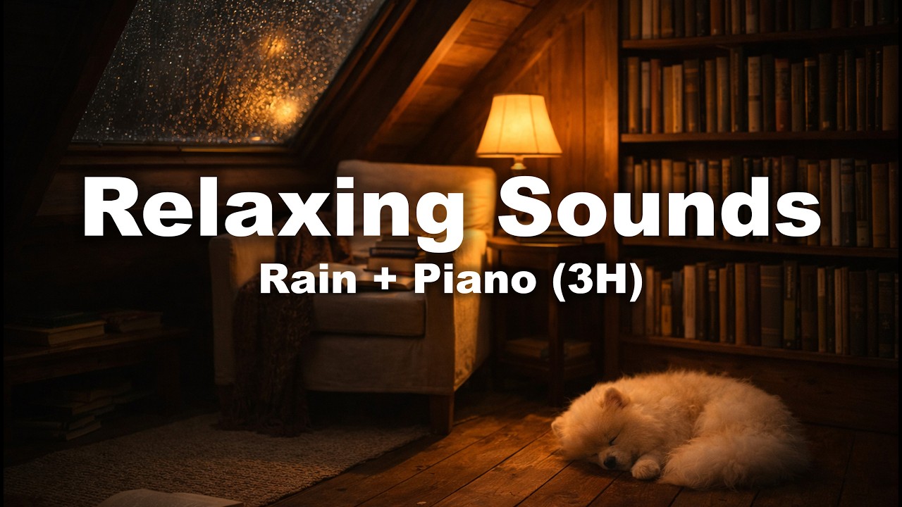 비 오는 밤 - 다락방 서재 🌧️ 피아노 & 빗소리 Cozy Rainy Attic Study Room | Rain & Piano for Study (3 Hours)