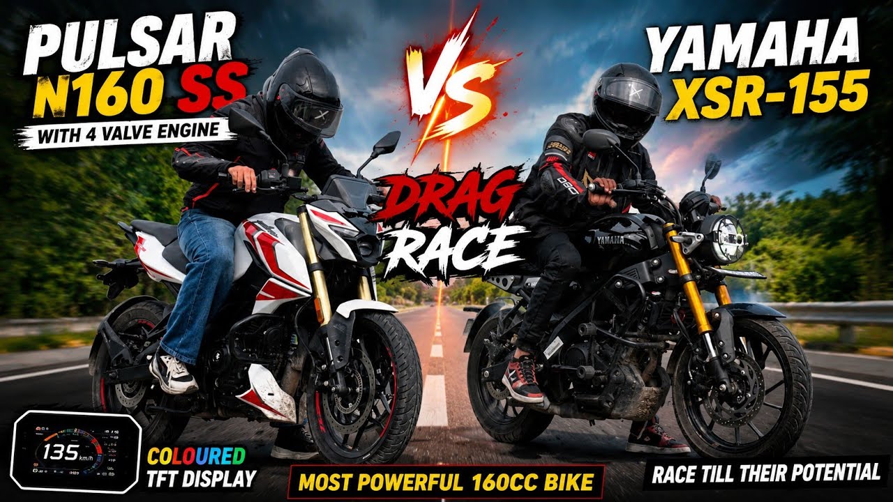 Pulsar N160 SS VS 2026 Yamaha XSR-155.|| Drag Race.🔥|| Race Till their potential..