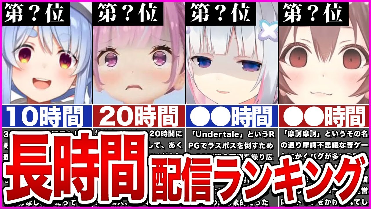 【ホロライブ】流石にヤバすぎるでしょ…ホロメン耐久配信ランキング【ゆっくり解説】