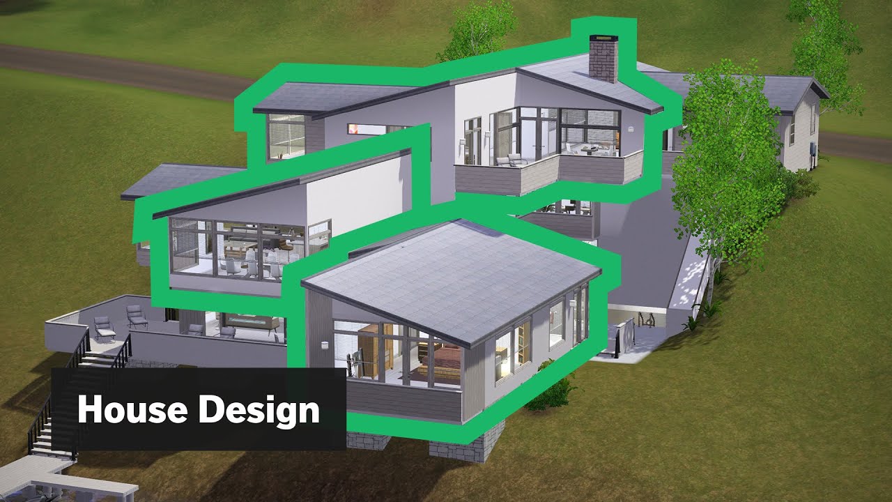 3-Level Modern House Built Into a Hillside • The Sims 3 House Design [Speed Build]