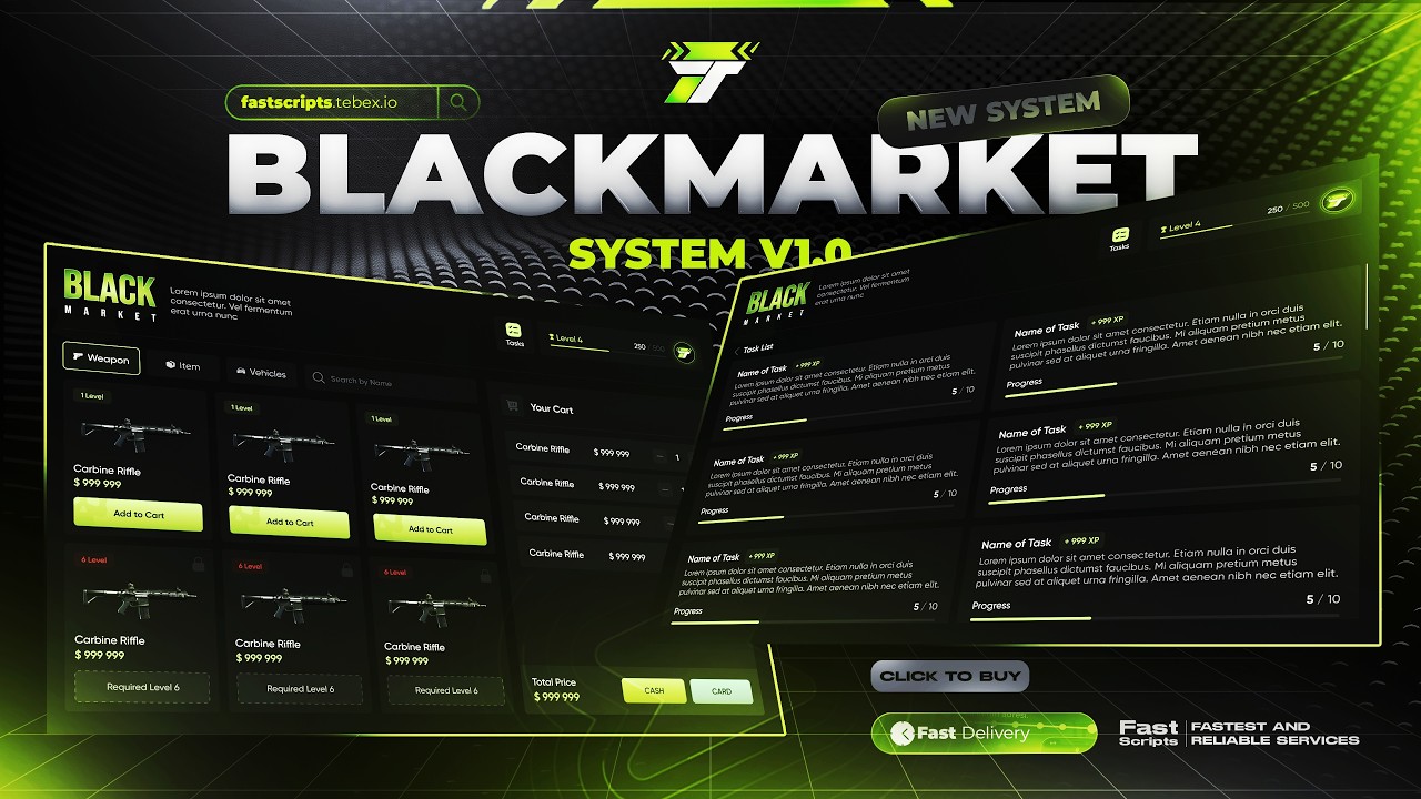 FiveM Advanced Blackmarket | Task and Level System | Fast Scripts
