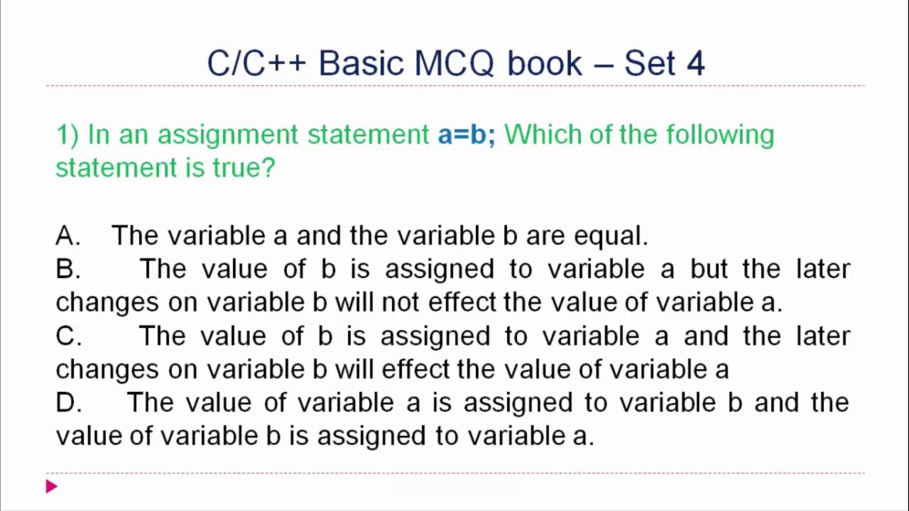 C and C++ MCQ Questions and Answers