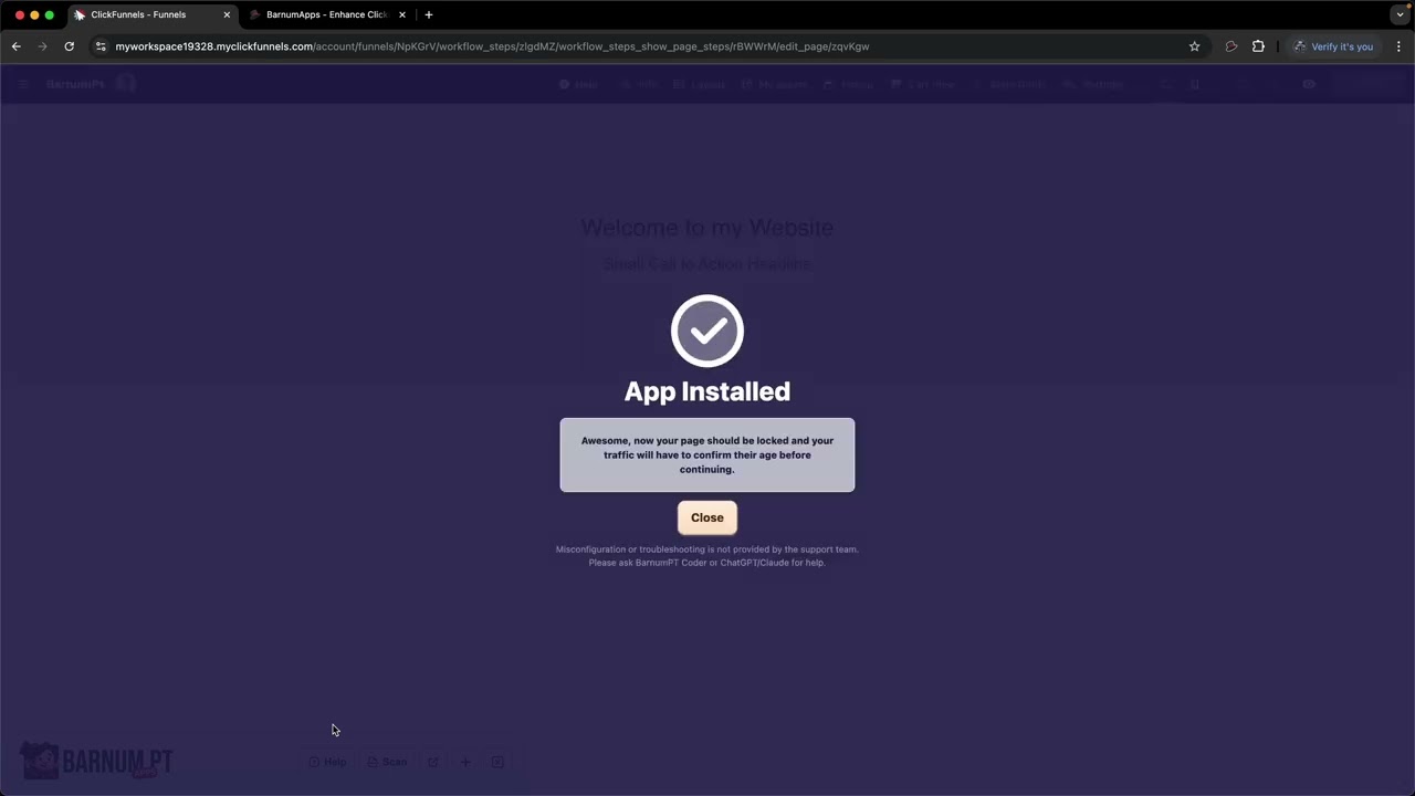 Age Gate Verification - BarnumPT Apps for #clickfunnels
