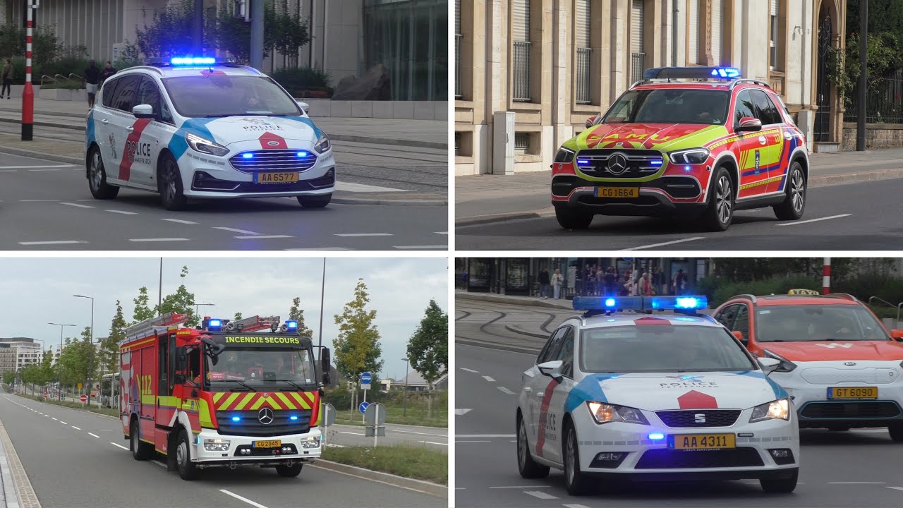 [Hornspiel,quietschende Reifen uvm.] Einsatzfahrten Polizei Feuerwehr und Rettungsdienst Luxemburg🚒🚨