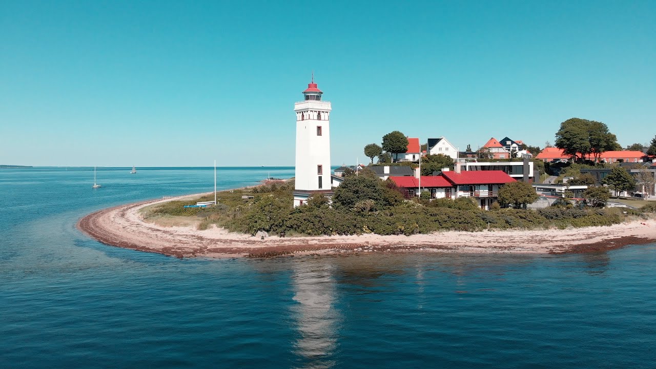 Маяк Стриб, г.Миддельфарт, Дания, Съемка С Дрона на 4K, DJI Mavic Air 2